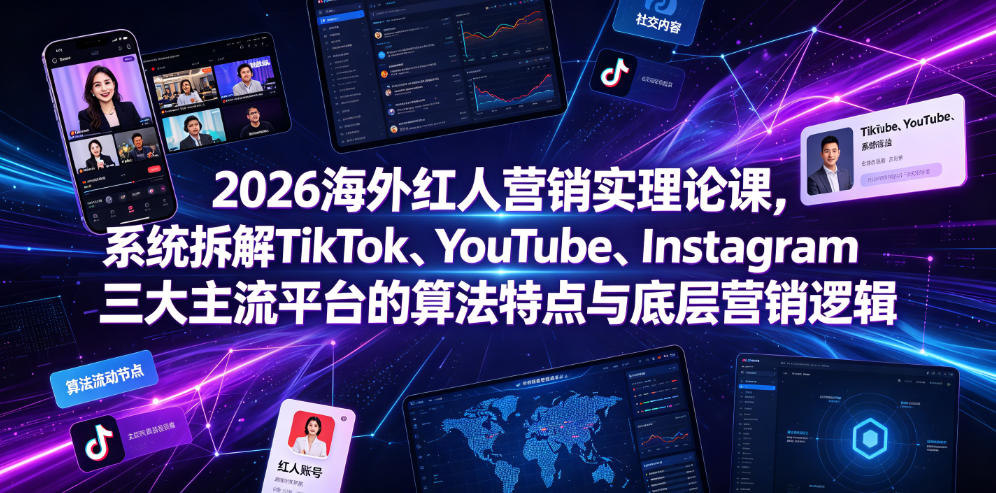 2026海外红人营销实理论课,系统拆解TikTok、YouTube、Instagram三大主流平台的算法特点与底层营销逻辑-chywc
