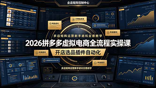 2026拼多多虚拟电商全流程实操课，开店选品插件自动化，多店矩阵运营新手避坑全套教学-chywc
