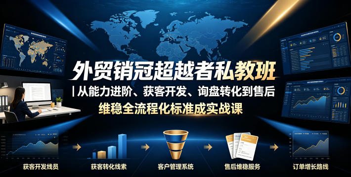 外贸销冠超越者私教班｜从能力进阶、获客开发、询盘转化到售后维稳全流程标准化成交实战课-chywc