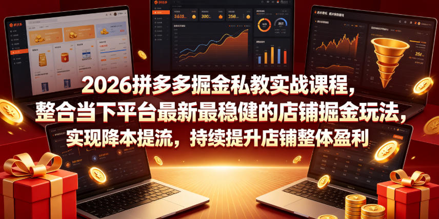 2026拼多多掘金私教实战课程，整合当下平台最新最稳健的店铺掘金玩法，实现降本提流，持续提升店铺整体盈利-chywc