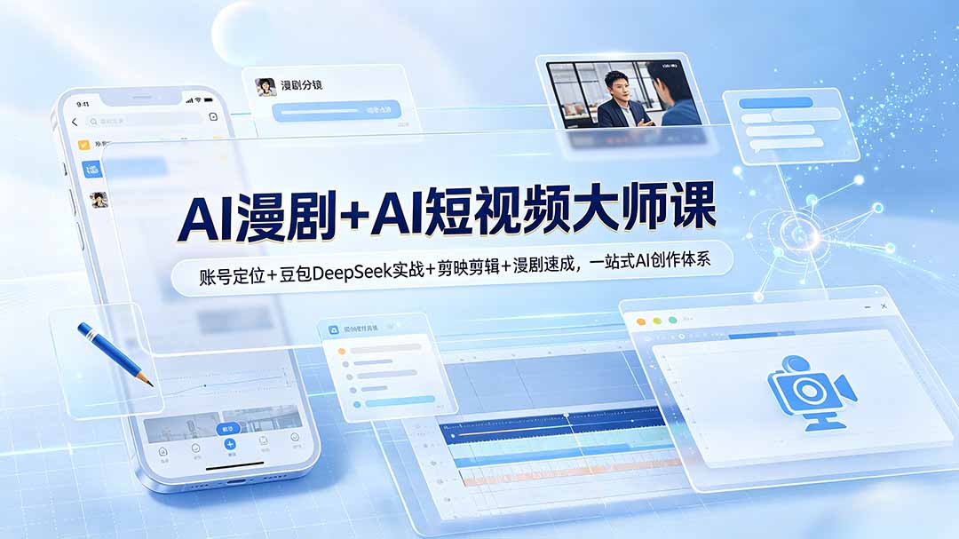 AI漫剧+AI短视频大师课：账号定位+豆包DeepSeek实战+剪映剪辑+漫剧速成，一站式AI创作体系-chywc