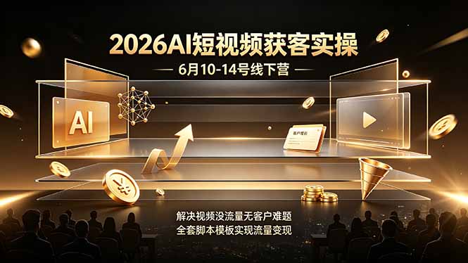 2026AI短视频获客实操6月10-14号线下营，解决视频没流量无客户难题，全套脚本模板实现流量变现-chywc
