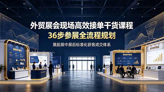 外贸展会现场高效接单干货课程,36步参展全流程规划,展前展中展后标准化获客成交体系-chywc