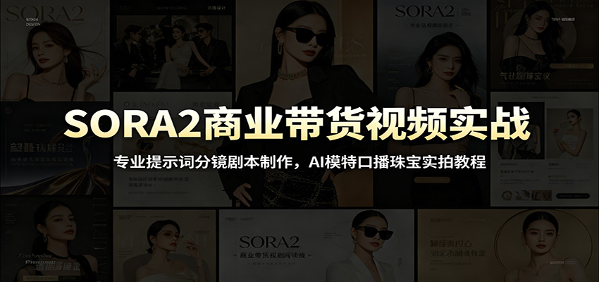 SORA2商业带货视频实战：专业提示词分镜剧本制作，AI模特口播珠宝实拍教程-chywc