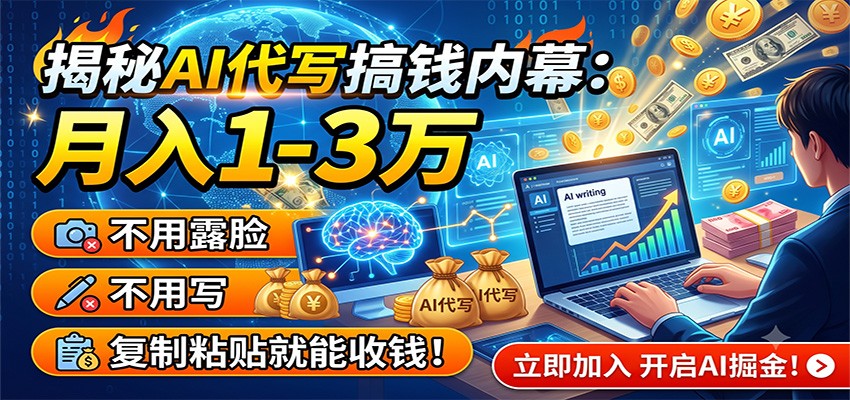 揭秘AI代写搞钱内幕：月入1-3万，不用露脸不用写，复制粘贴就能收钱！-chywc