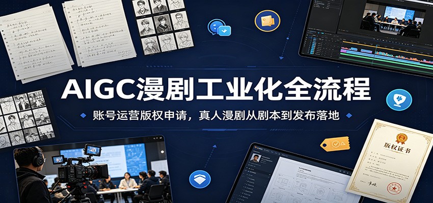 AIGC漫剧工业化全流程：账号运营版权申请，真人漫剧从剧本到发布落地-chywc