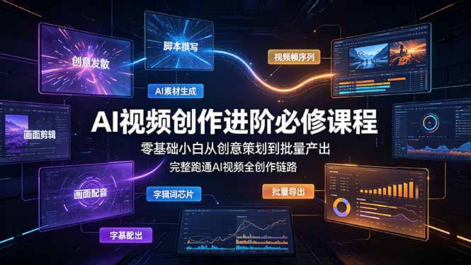 AI视频创作进阶必修课程：零基础小白从创意策划到批量产出，完整跑通AI视频全创作链路-chywc