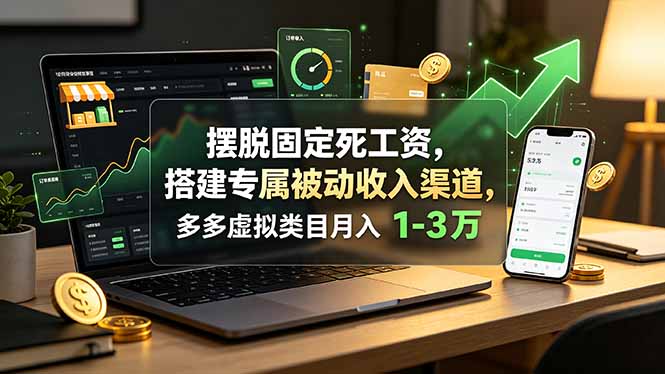 摆脱固定死工资，搭建专属被动收入渠道，多多虚拟类目月入 1-3 万-chywc