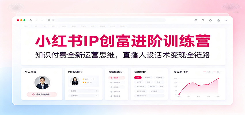 小红书IP创富进阶训练营：知识付费全新运营思维，直播人设话术变现全链路-chywc