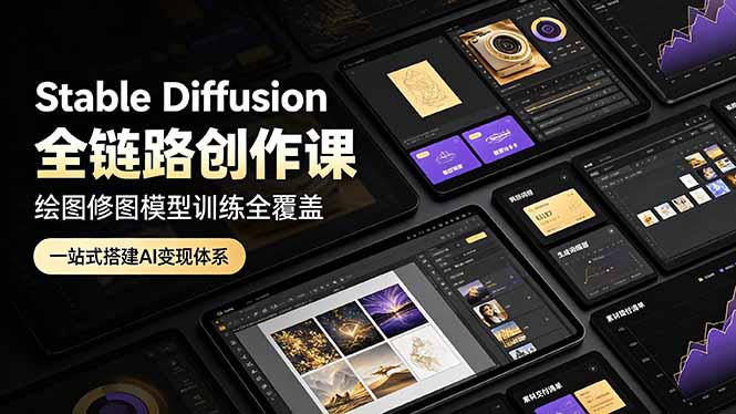 Stable Diffusion全链路创作课，绘图修图模型训练全覆盖，一站式搭建AI变现体系-chywc