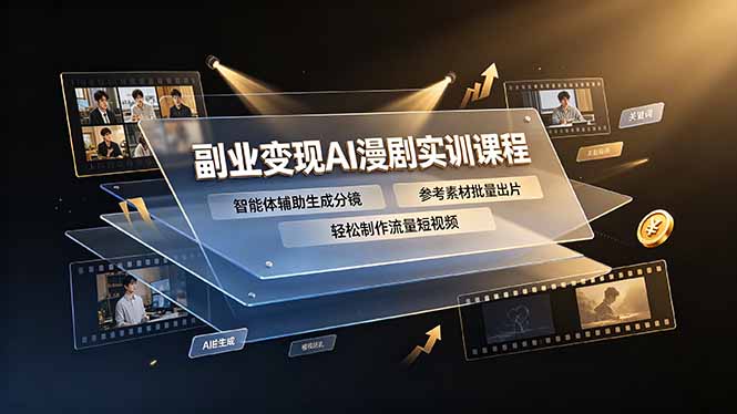 副业变现AI漫剧实训课程，智能体辅助生成分镜，参考素材批量出片，轻松制作流量短视频-chywc