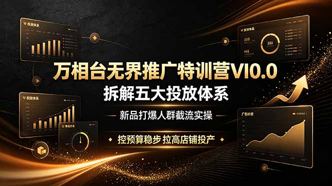 万相台无界推广特训营VI0.0，拆解五大投放体系，新品打爆人群截流实操，控预算稳步拉高店铺投产-chywc