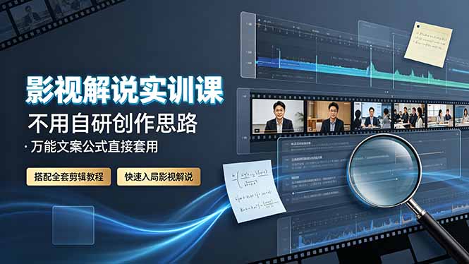 影视解说实训课：不用自研创作思路，万能文案公式直接套用，搭配全套剪辑教程，快速入局影视解说-chywc