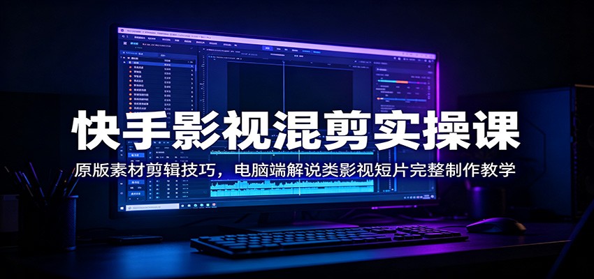 快手影视混剪实操课：原版素材剪辑技巧，电脑端解说类影视短片完整制作教学-chywc