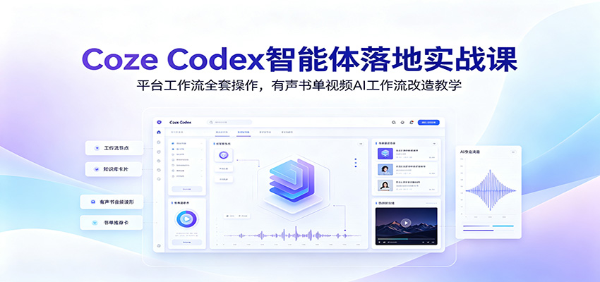 Coze Codex智能体落地实战课：平台工作流全套操作，有声书单视频AI工作流改造教学-chywc
