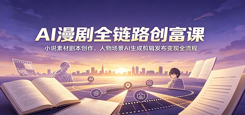 AI漫剧全链路创富课：小说素材剧本创作，人物场景AI生成剪辑发布变现全流程-chywc