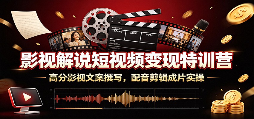 影视解说短视频变现特训营：高分影视文案撰写，配音剪辑成片实操-chywc