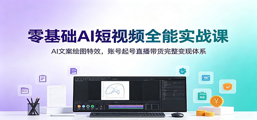 零基础AI短视频全能实战课：AI文案绘图特效，账号起号直播带货完整变现体系-chywc