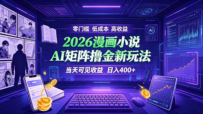 爆款小说漫画大阅读    ai矩阵操作    当天可见收益  日入400+    零门槛    高收益-chywc