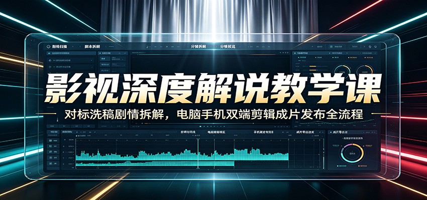 影视深度解说教学课：对标洗稿剧情拆解，电脑手机双端剪辑成片发布全流程-chywc
