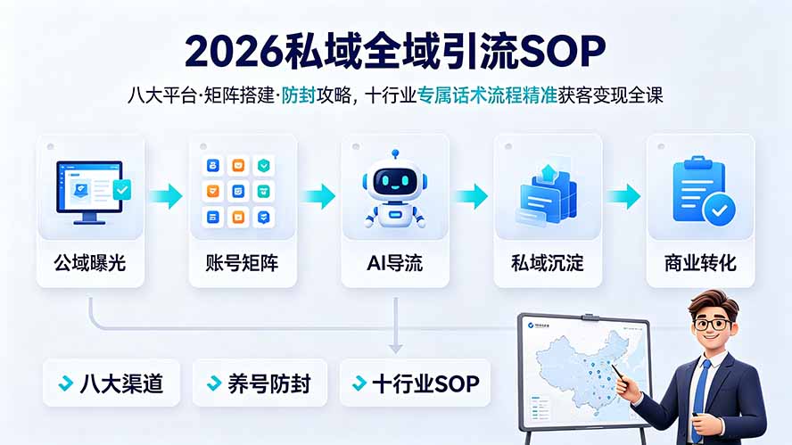 2026私域全域引流SOP｜八大平台·矩阵搭建·防封攻略，十行业专属话术流程精准获客变现全课-chywc