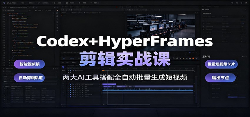 Codex+HyperFrames剪辑实战课：两大AI工具搭配全自动批量生成短视频-chywc