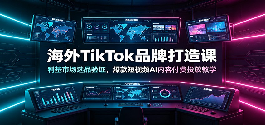 海外TikTok品牌打造课：利基市场选品验证，爆款短视频AI内容付费投放教学-chywc