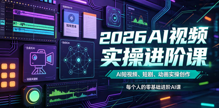 2026AI视频实操进阶课，AI短视频、短剧、动画实操创作，每个人的零基础进阶ai课-chywc