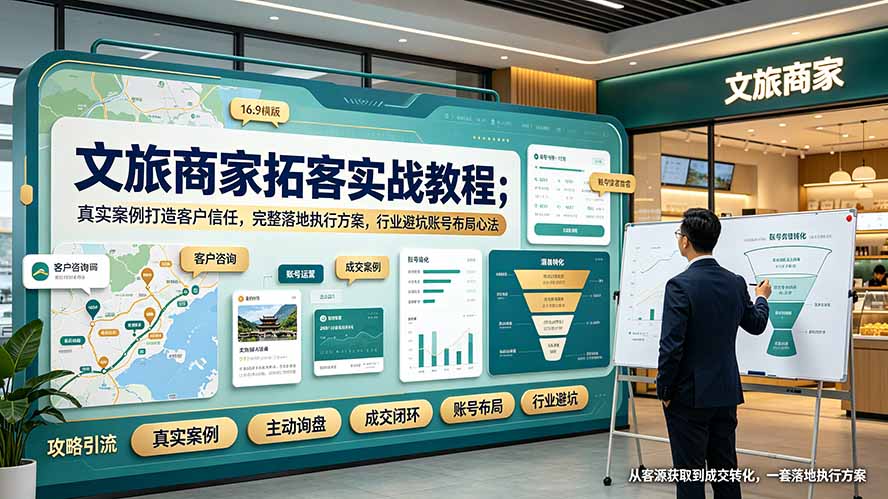 文旅商家拓客实战教程；真实案例打造客户信任，完整落地执行方案，行业避坑账号布局心法-chywc