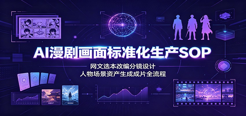 AI漫剧画面标准化生产SOP：网文选本改编分镜设计，人物场景资产生成成片全流程-chywc