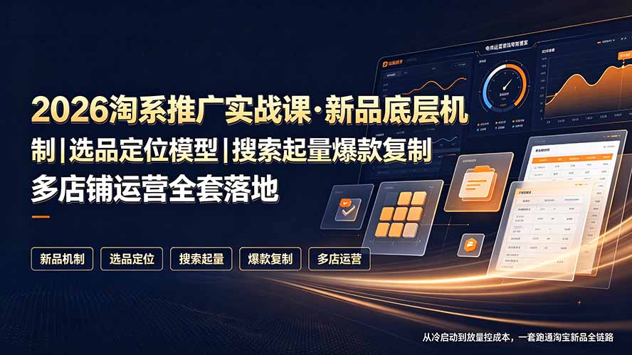 2026淘系推广实战课·新品底层机制｜选品定位模型｜搜索起量爆款复制多店铺运营全套落地教程-chywc