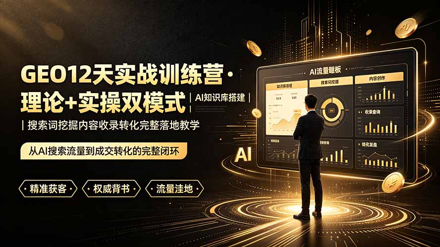 GEO12天实战训练营·理论+实操双模式｜AI知识库搭建｜搜索词挖掘内容收录转化完整落地教学-chywc
