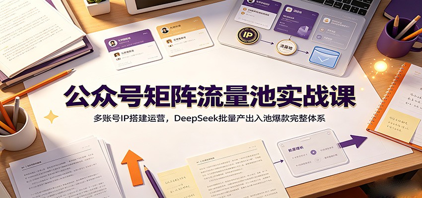 公众号矩阵流量池实战课：多账号IP搭建运营，DeepSeek批量产出入池爆款完整体系-chywc
