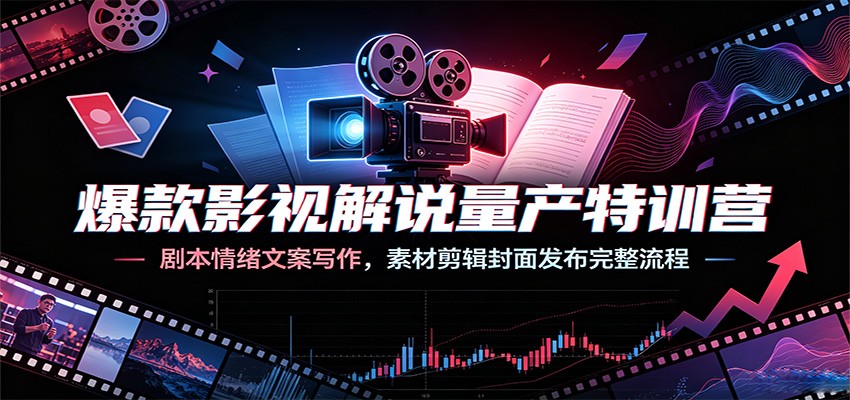 爆款影视解说量产特训营：剧本情绪文案写作，素材剪辑封面发布完整流程-chywc