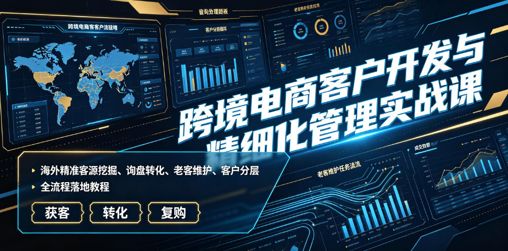 跨境电商客户开发与精细化管理实战课｜海外精准客源挖掘、询盘转化、老客维护、客户分层全流程落地教程-chywc