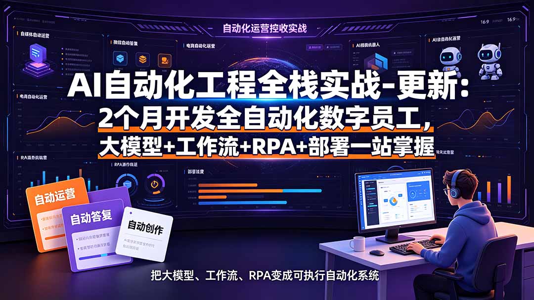 AI自动化工程全栈实战-更新：2个月开发全自动化数字员工，大模型+工作流+RPA+部署一站式掌握-chywc