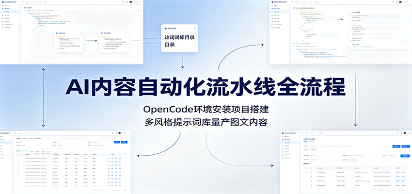 AI内容自动化流水线全流程：OpenCode环境安装项目搭建，多风格提示词库量产图文内容-chywc