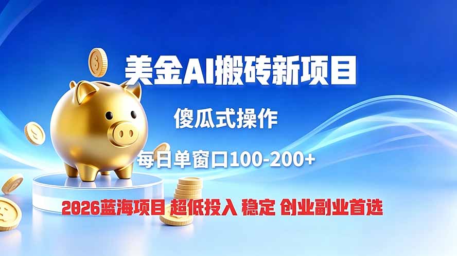 全网独家！2026美金搬砖新项目，低门槛高回报，长久绿色稳定，用副业改写人生-chywc