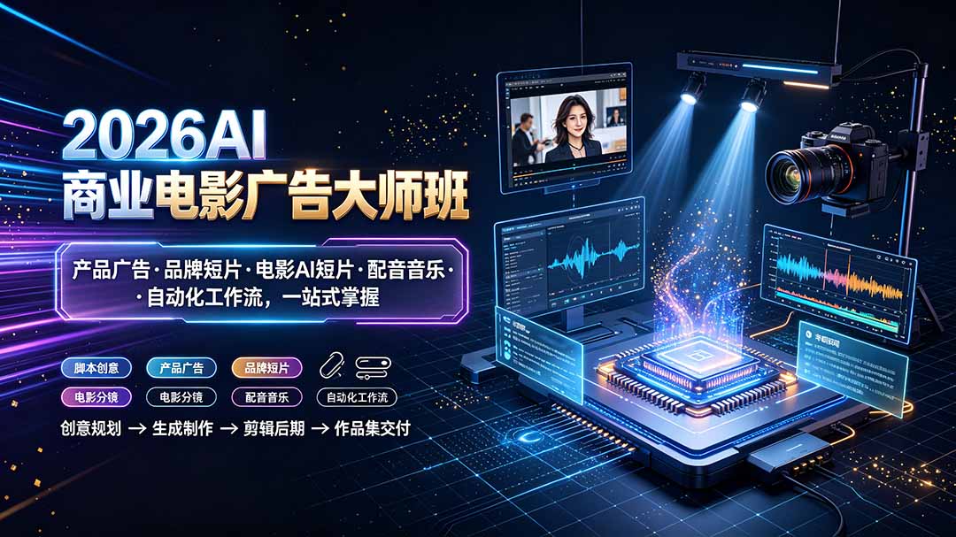 2026AI商业电影广告大师班：产品广告·品牌短片·电影AI短片·配音音乐·自动化工作流，一站式掌握-chywc