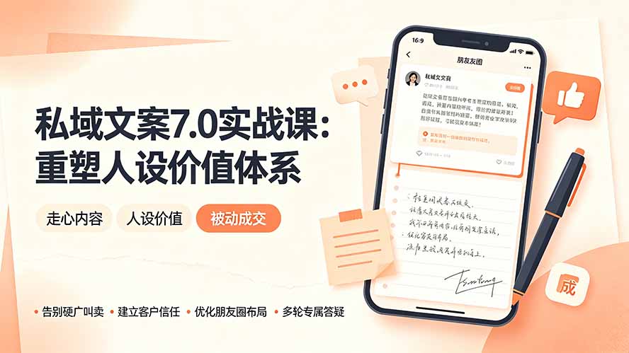 私域文案实战课7.0：重塑人设价值体系｜-告别硬广推销×走心内容×自我价值塑造，实现被动成交-chywc