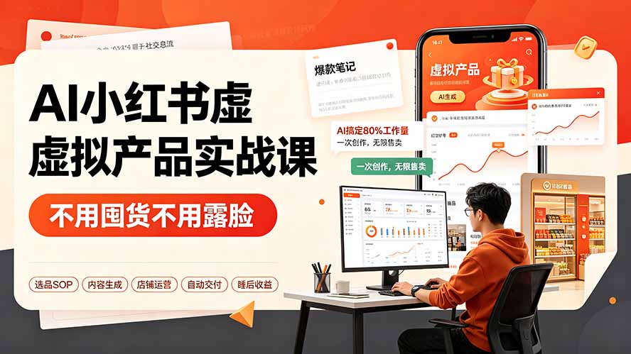 AI小红书虚拟产品实战课-更新：不用囤货不用露脸，AI搞定80%工作量，一次创作无限售卖睡后收益-chywc
