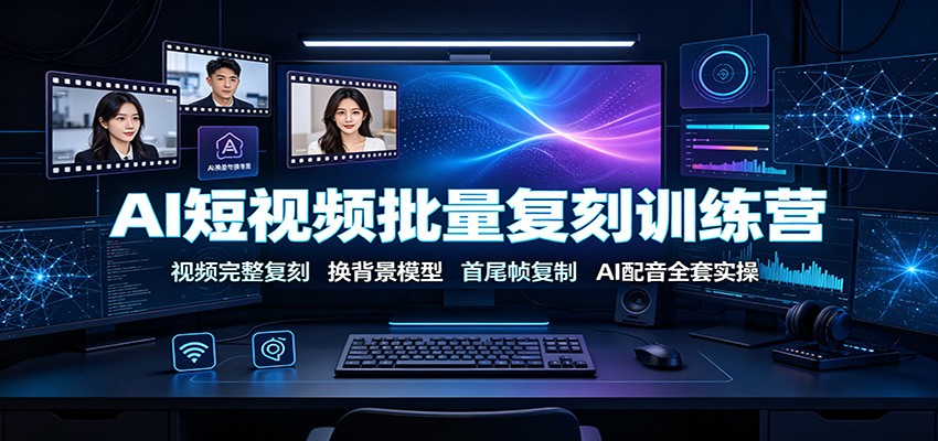AI短视频批量复刻训练营：视频完整复刻，换背景模型、首尾帧复制、AI配音全套实操-chywc