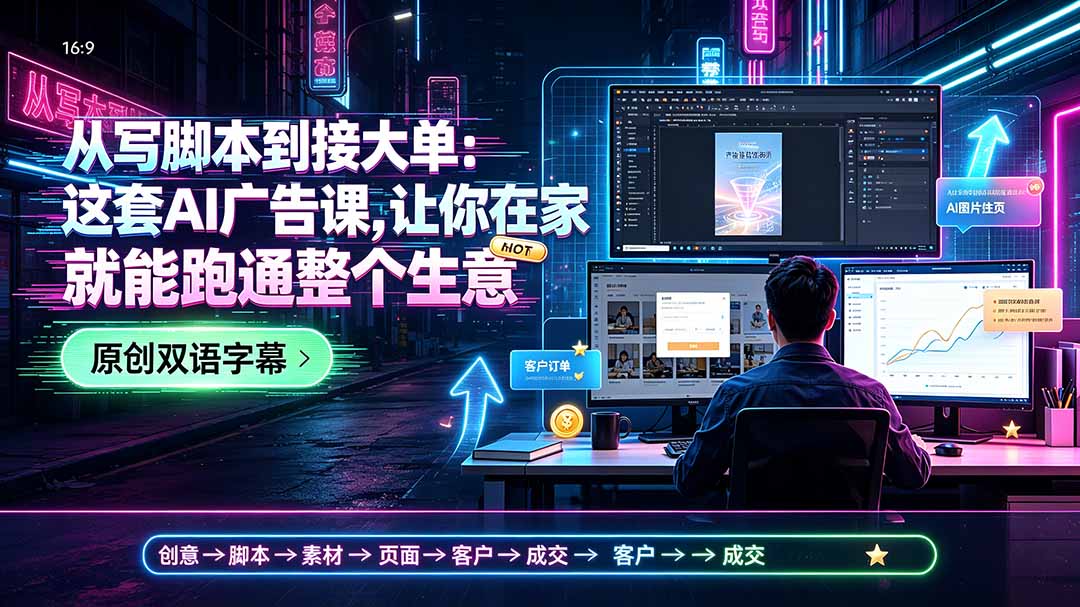 从写脚本到接大单：这套AI广告课，让你在家就能跑通整个生意【原创双语字幕】-chywc
