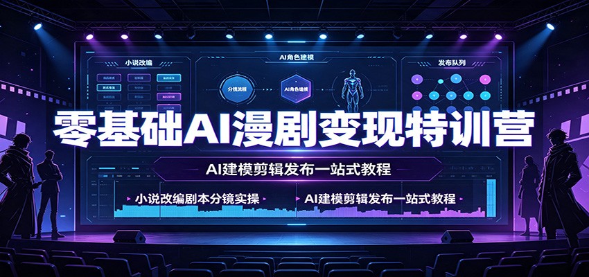 零基础AI漫剧变现特训营：小说改编剧本分镜实操，AI建模剪辑发布一站式教程-chywc