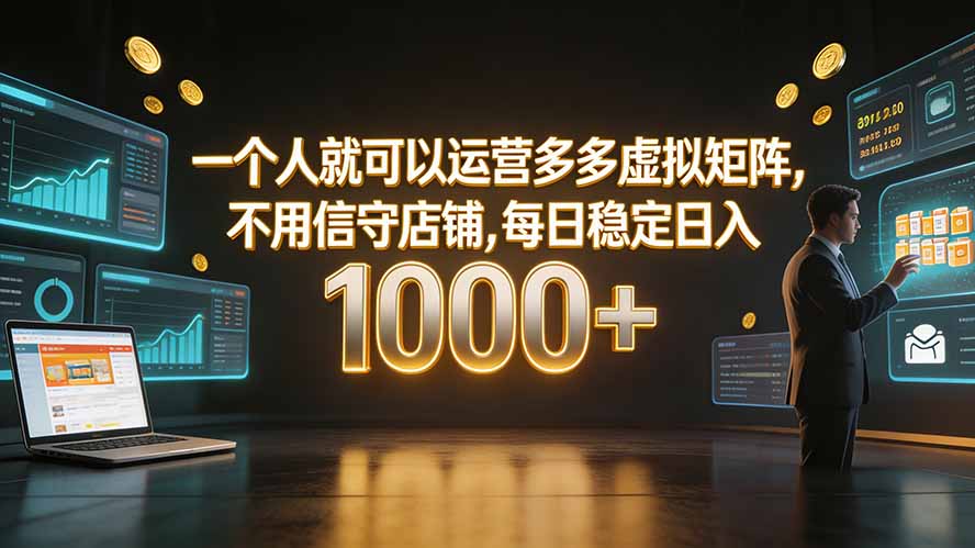 一个人就可以运营多多虚拟矩阵，不用值守店铺，每日稳定日入 1000+-chywc
