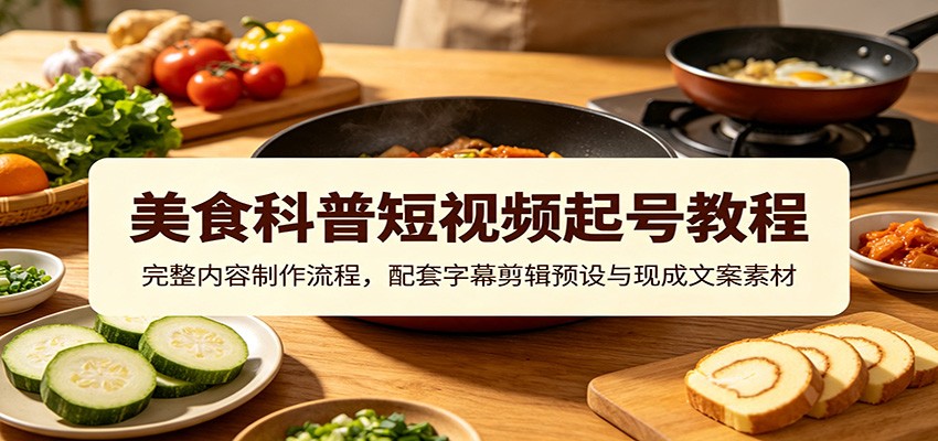 美食科普短视频起号教程：完整内容制作流程，配套字幕剪辑预设与现成文案素材-chywc