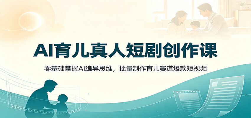 AI育儿真人短剧创作课：零基础掌握AI编导思维，批量制作育儿赛道爆款短视频-chywc
